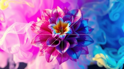Obraz premium Vibrant dahlia blooms in a captivating display of pink, blue, and purple hues, a floral spectacle.