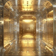 Gold Vault Door Interior 3D Render