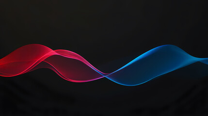 Abstract Wave Pattern: Red and Blue Curves on Dark Background