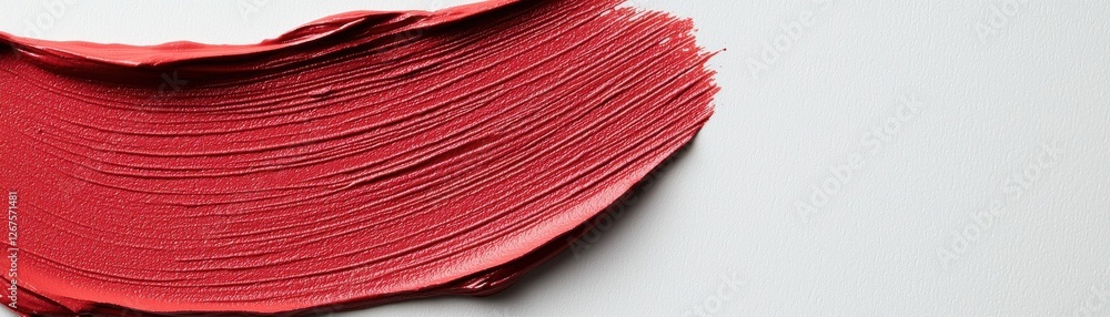 Poster abstract paint swatch of rich red color on smooth white canvas surface for artistic background desig