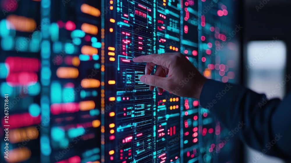 Aufkleber engineer energy tablet concept. professional engineer adjusting a futuristic holographic data visual