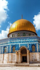 Obraz premium Dome of the Rock, a famous Islamic shrine located on the Temple Mount in Jerusalem, Israel