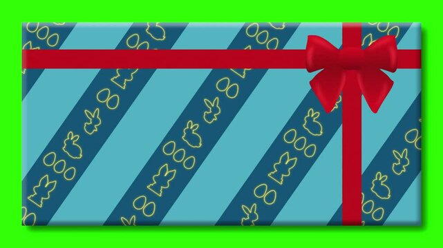 animation of easter day git and surprise with animated ribbon. concept of easter holiday gift and surprise.