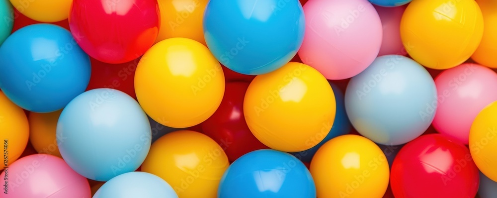 Aufkleber a vibrant mix of colorful balls in various sizes, creating a playful and cheerful atmosphere.