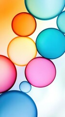 Abstract colorful bubbles floating in white background
