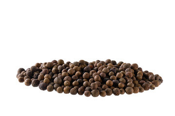 Pile allspice or Jamaican pepper isolated on white background.