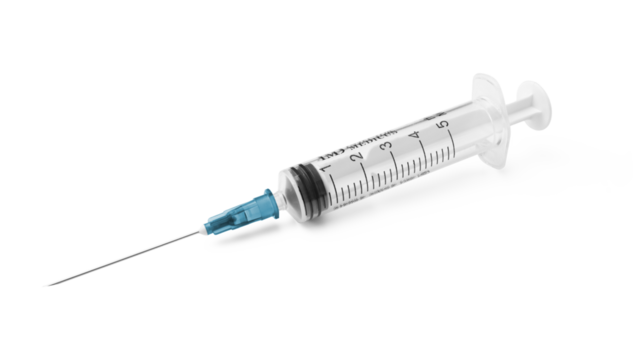 Medical syringe isolated on a transparent background
