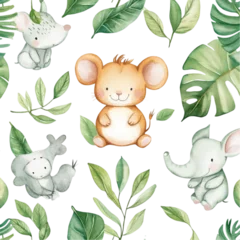 Adorable jungle animals watercolor art sweet baby animals playful design © nameera_juwairiya