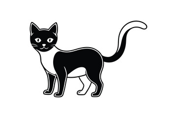 Cute Cat Outline Silhouette Vector Design