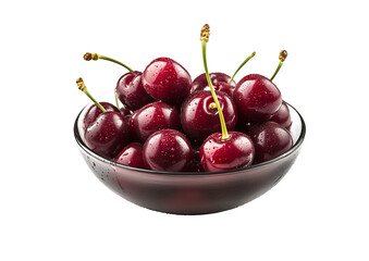 Luscious Red Cherries in Glass Bowl Summer Fruit