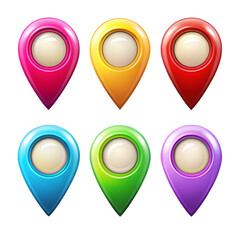 Colorful GPS pointer icons set isolated on transparent background  
