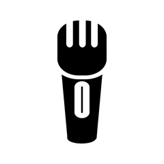 Stage microphone line icon with a stand, representing professional karaoke and live performances.