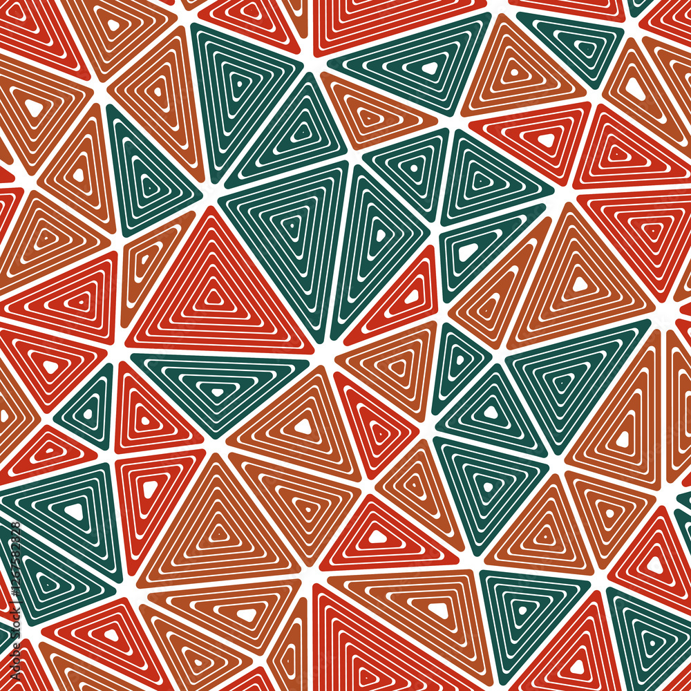 Poster minimal geometric background. large triangles size. multiple repeated inner triangles. multiple colo