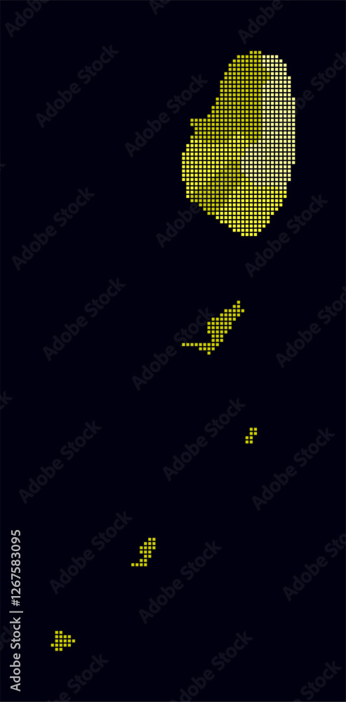 Poster saint vincent and the grenadines dotted map. digital style map of the country on dark background. sa