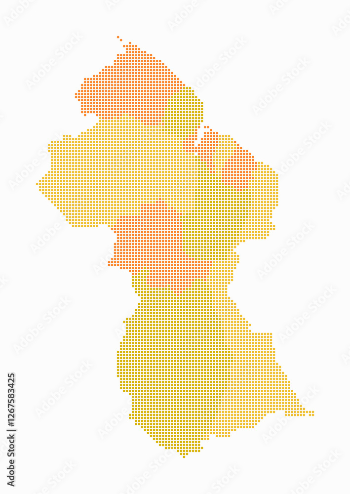 Poster guyana dotted map. digital style map of the country on white background. guyana shape with circle do
