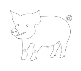 Little piggy character. Cartoon funny pink pig boy isolated on white and Black background illustration.