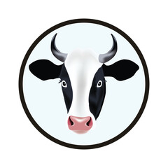 Cow head vector design on white background, Farm logo design, vector concept illustration.