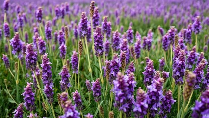Field of Euphrasia officinalis with purple flowers, field, botany