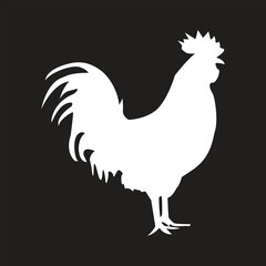 chicken. hen. rooster. black isolated white background

