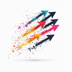 Fototapeta premium A vibrant design featuring colorful arrows in motion, symbolizing growth, progress, and dynamic energy.