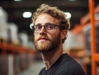 Fototapeta premium man with beard wearing glasses looking at camera