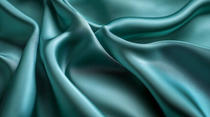 Obraz premium Smooth and Lustrous Teal Satin Fabric with Gentle Drapery Folds