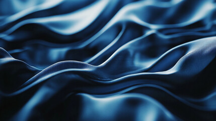 Obraz premium Luxurious Deep Blue Satin Fabric with Soft Flowing Texture