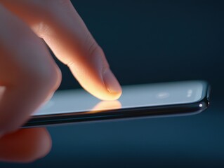 finger touching mobile phone screen