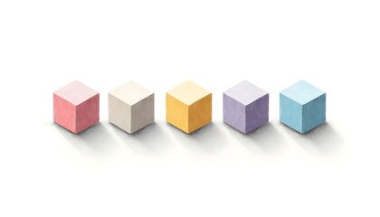 Obraz premium Pastel Color Wooden Cubes on White for Product Display
