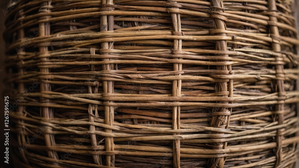 Aufkleber vintage wicker basket texture featuring intricate weave patterns for background use