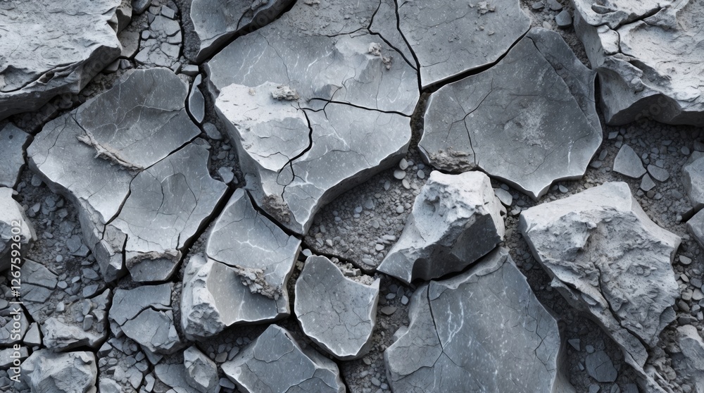 Aufkleber cracked gray stone surface with rough texture showcasing an abstract pattern and geological features