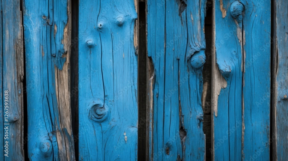 Poster blue weathered wooden planks with visible texture and imperfections suitable for background or desig