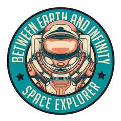 Vector Illustration of Astronaut with Detailed Vintage Illustration Available for Logo Badge