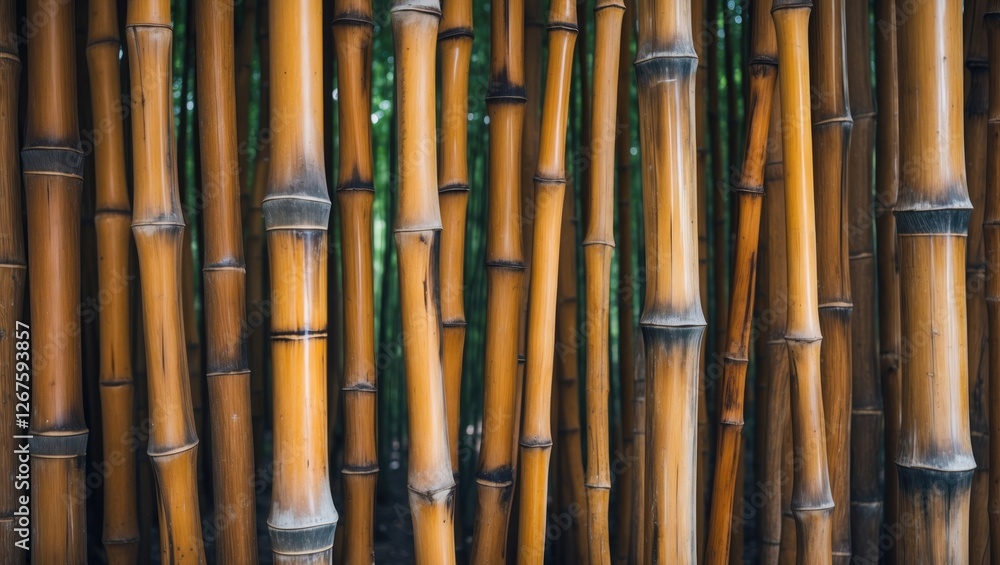 Poster bamboo stalks texture with natural green background ideal for text overlay and design projects