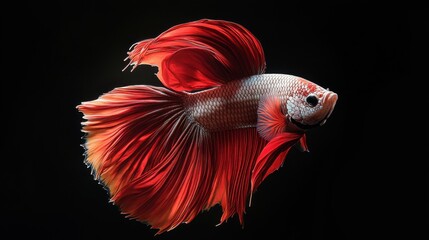 Majestic Red Halfmoon Betta Fish  Aquatic Life  Underwater Beauty