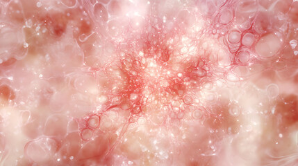 Fototapeta premium Delicate Pink Cellular Microscopic World Network of Intricate Vesicles and Connective Structures