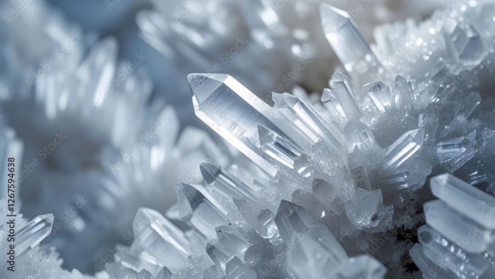 Aufkleber crystal formations glistening in a cold abstract macro view showcasing intricate details and texture