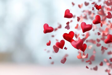 Obraz premium Red Hearts Floating on a Valentine's Day Background