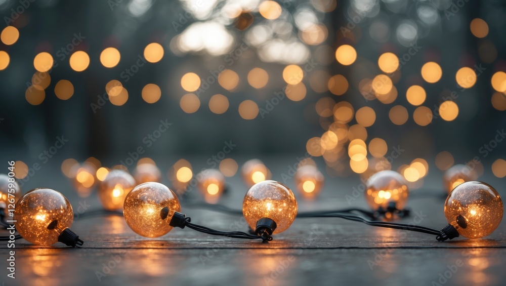 Poster Bokeh Background with Warm Ornamental Lights Creating a Cozy Atmosphere and Copy Space for Seasonal Text or Messages