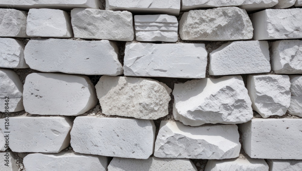Aufkleber white textured stone wall background with varying shapes and sizes of stones arranged in a layered p