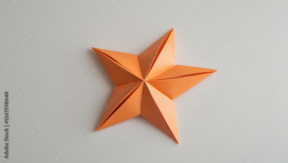 Aufkleber orange origami star shape displayed on a clean white backdrop highlighting craftsmanship and creativ