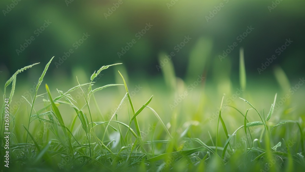 Aufkleber lush green grass with a soft blurred background creating a serene and natural atmosphere ideal for n