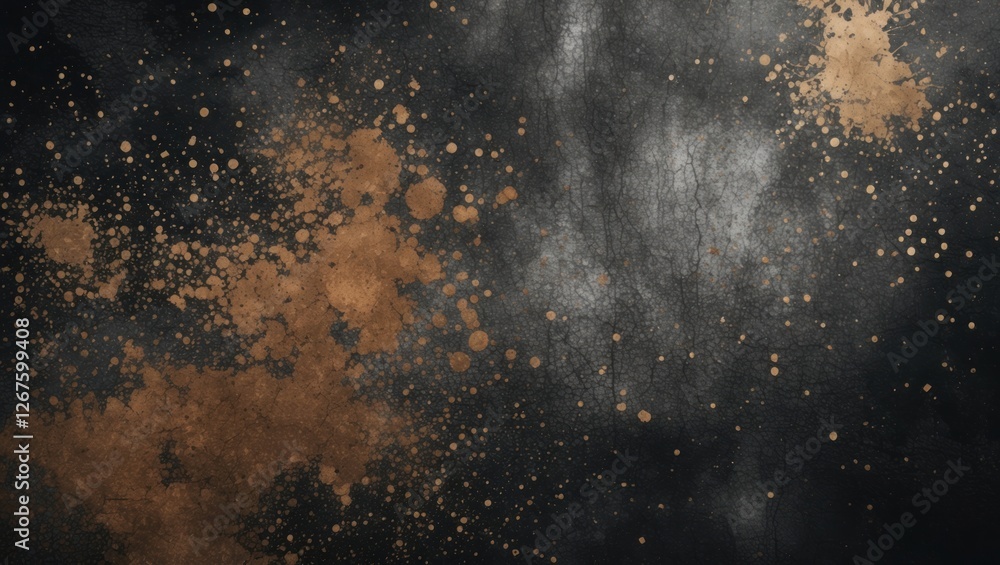 Poster abstract dark background with metallic gold splashes and textures ideal for creative projects and de