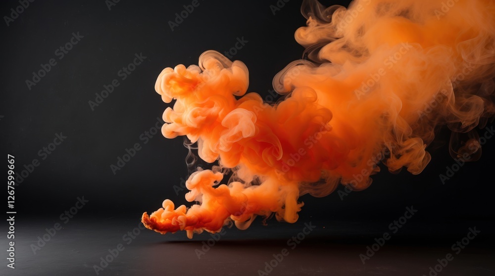 Leinwandbilder Dynamic orange smoke billowing against a dark background creating a vibrant abstract visual effect for creative projects and designs
