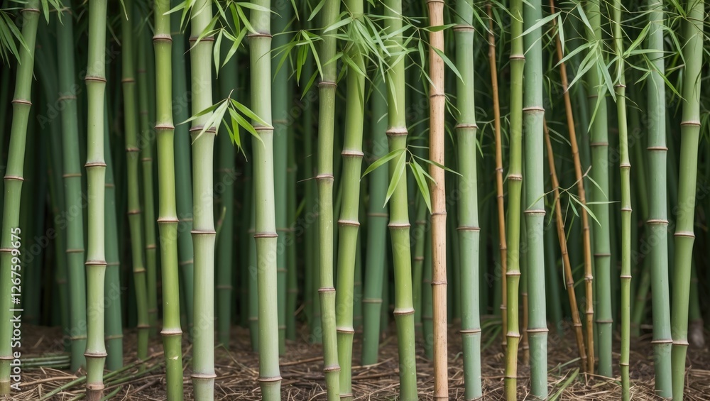 Aufkleber lush green bamboo stems in natural habitat showcasing growth and tranquility with a focus on texture