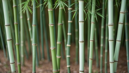 Obraz premium Lush Green Bamboo Forest Stems Capturing Nature's Serenity and Tranquility in a Natural Outdoor Setting