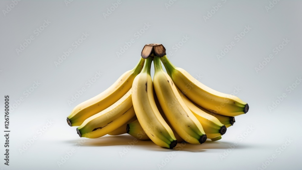 Aufkleber fresh yellow bananas bunch on white background featuring copy space for text or advertisement usage