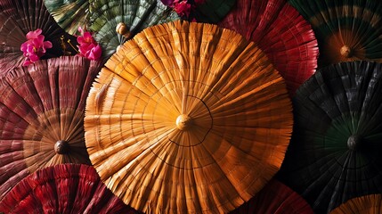 Vibrant Asian Parasols: A Collection of Colorful Handcrafted Umbrellas