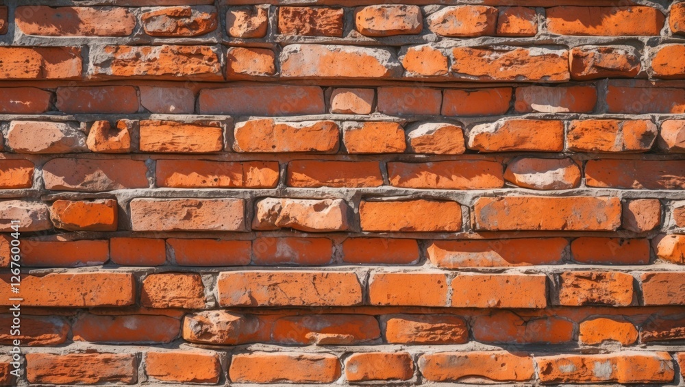 Poster vibrant orange brick wall texture illuminated by sunlight highlighting its rugged surface and unique