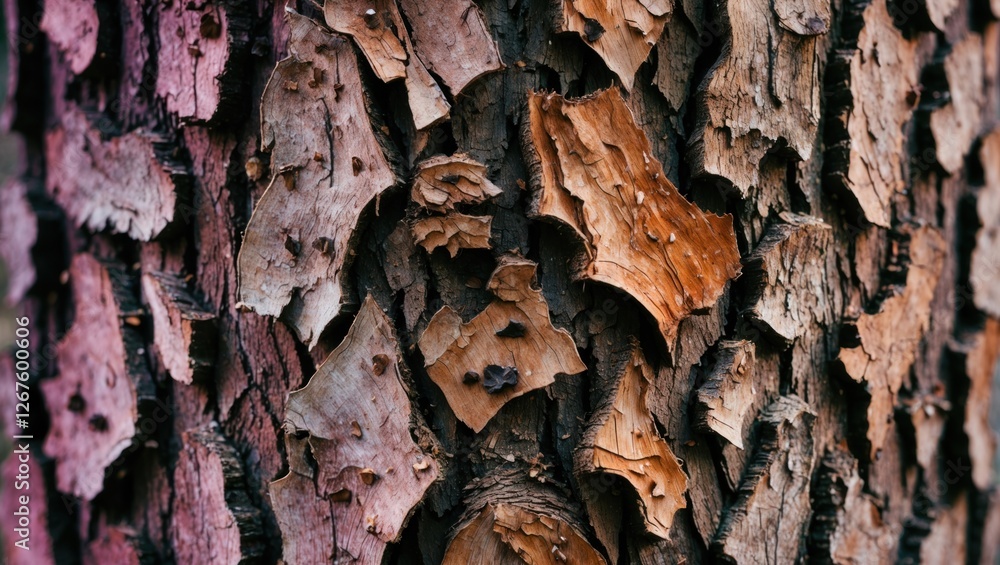 Poster detailed texture of tree bark with natural patterns showcasing rough, layered surfaces and earthy to